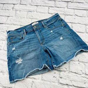 Loft Womens Denim Shorts Size 28/6 Blue Casual Summer Raw Hem